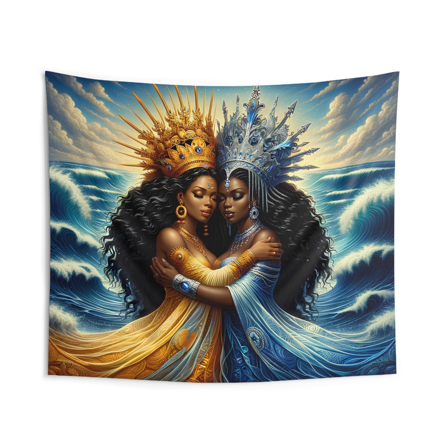 Dos Aguas Indoor Wall Tapestry - Oshun Yemaya Panel De Trono