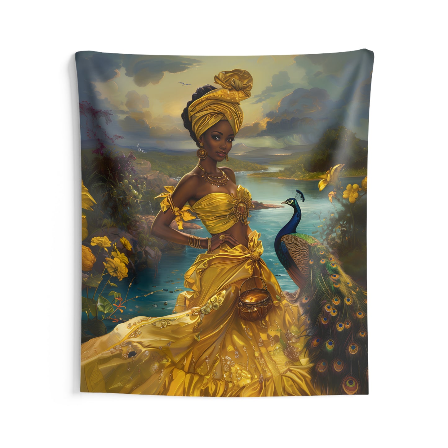 Tapestry - Oshun | Panel De Trono | | Regla De Ocha | Wall Art Print | Wall Art Tapestries | Home Decor Wall Art | Wall Art | Spiritual Art