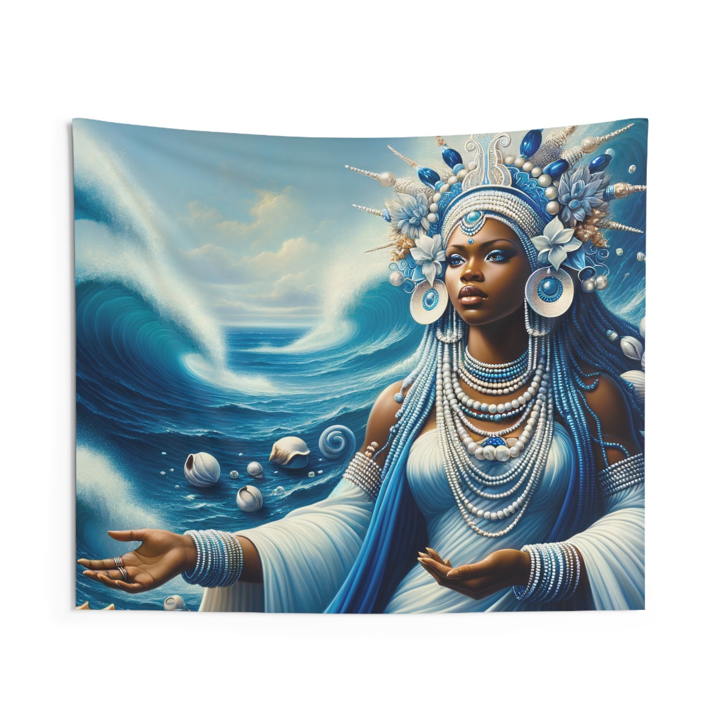 Orisha Yemaya Indoor Wall Tapestry | Panel De Trono