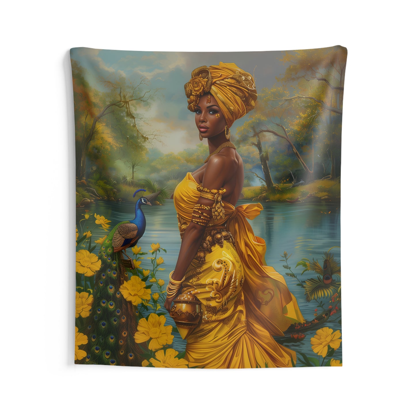 Tapestry - Oshun | Panel De Trono | | Regla De Ocha | Wall Art Print | Wall Art Tapestries | Home Decor Wall Art | Wall Art | Spiritual Art