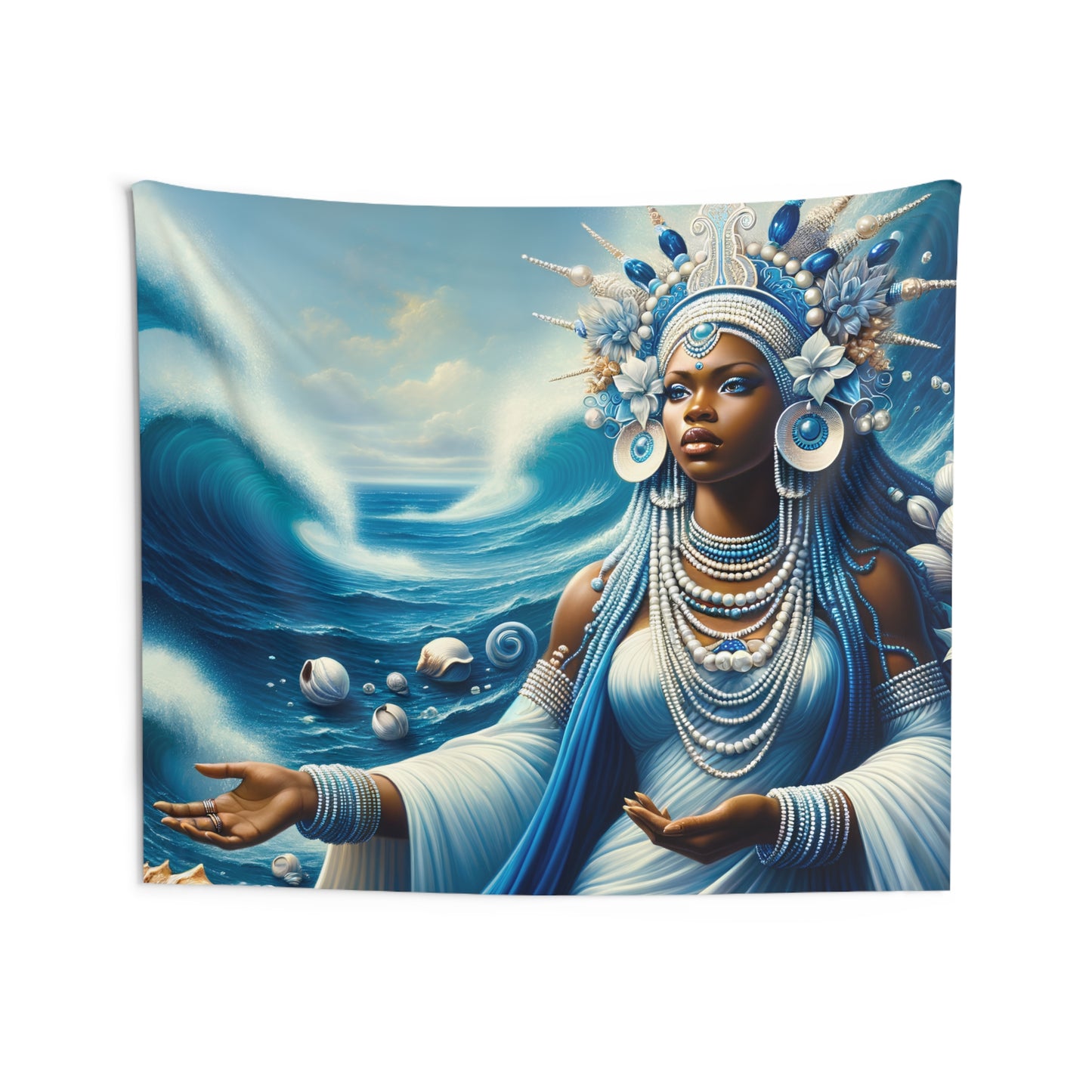 Orisha Yemaya Indoor Wall Tapestry | Panel De Trono