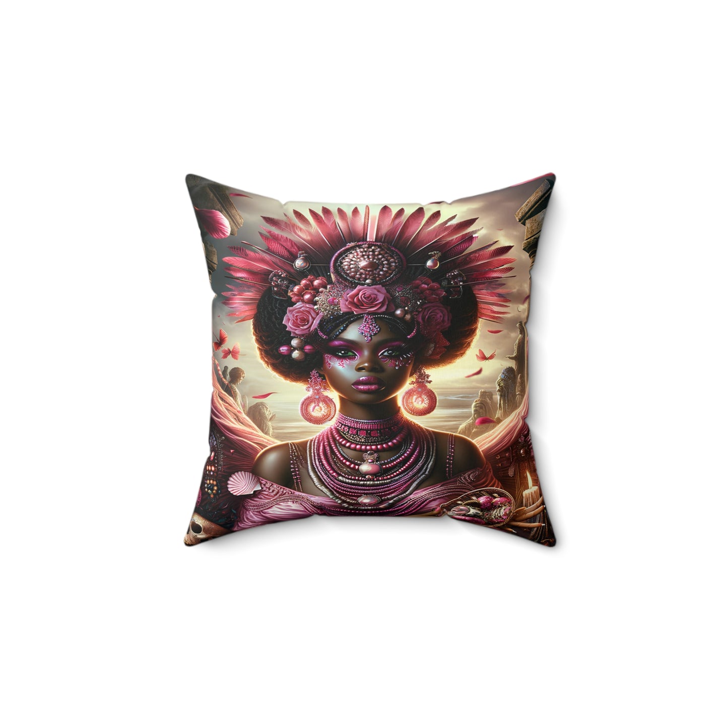 Orisha Oba Faux Suede Square Pillow | African Deity | Yoruba | Santeria