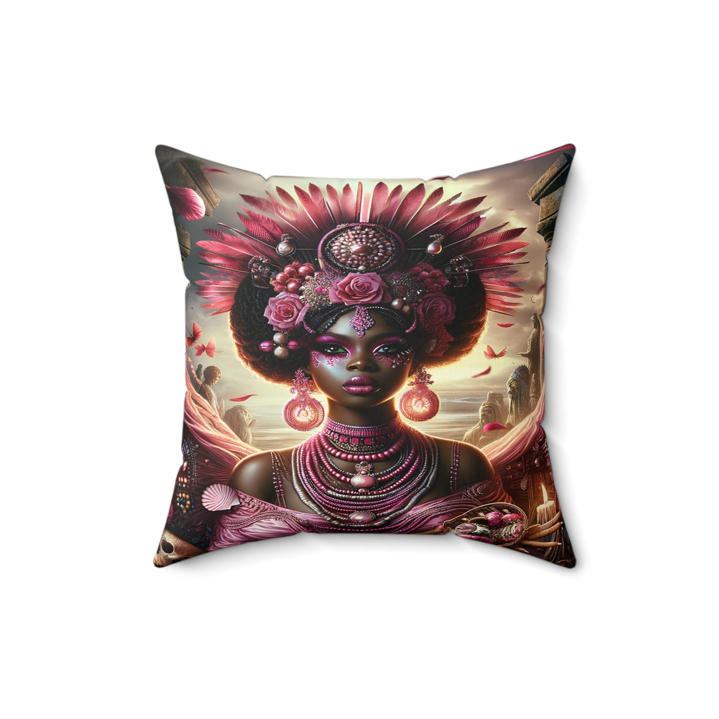 Orisha Oba Faux Suede Square Pillow | African Deity | Yoruba | Santeria