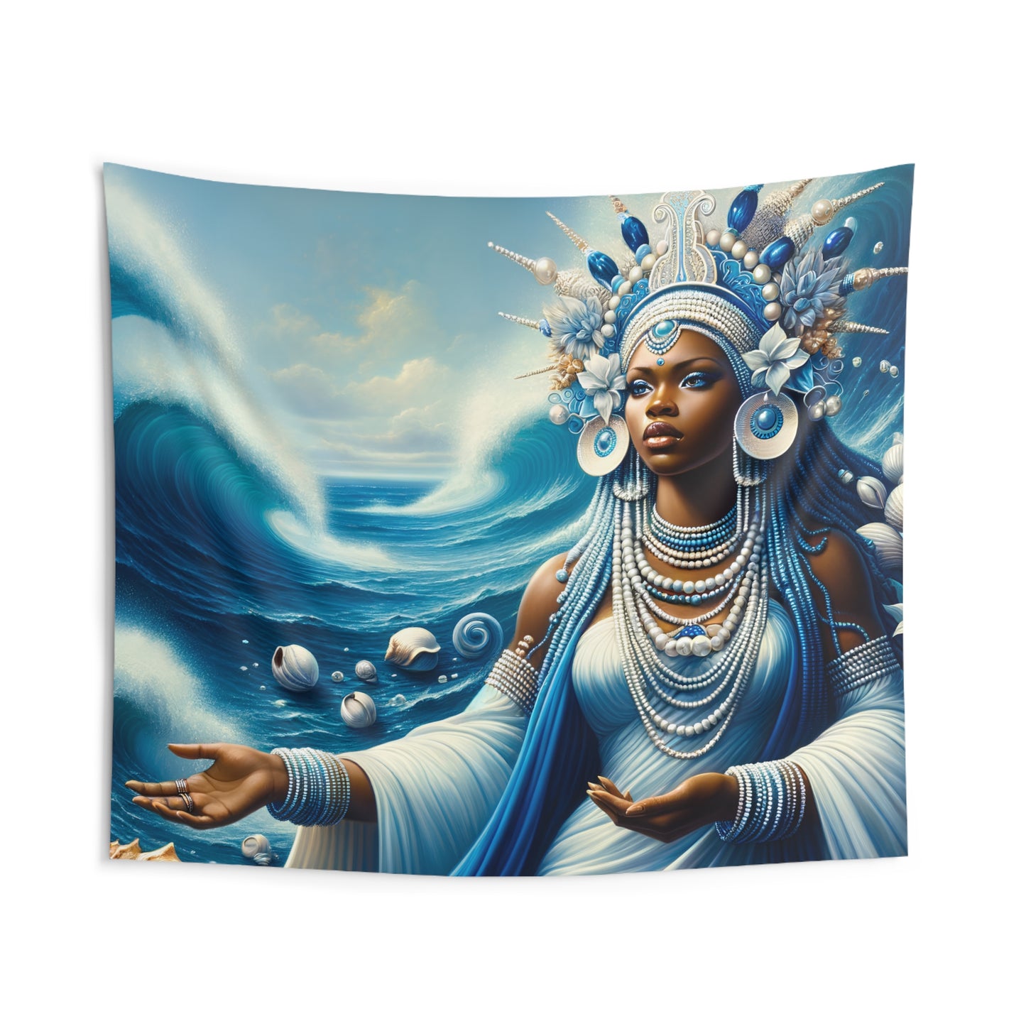 Orisha Yemaya Indoor Wall Tapestry | Panel De Trono