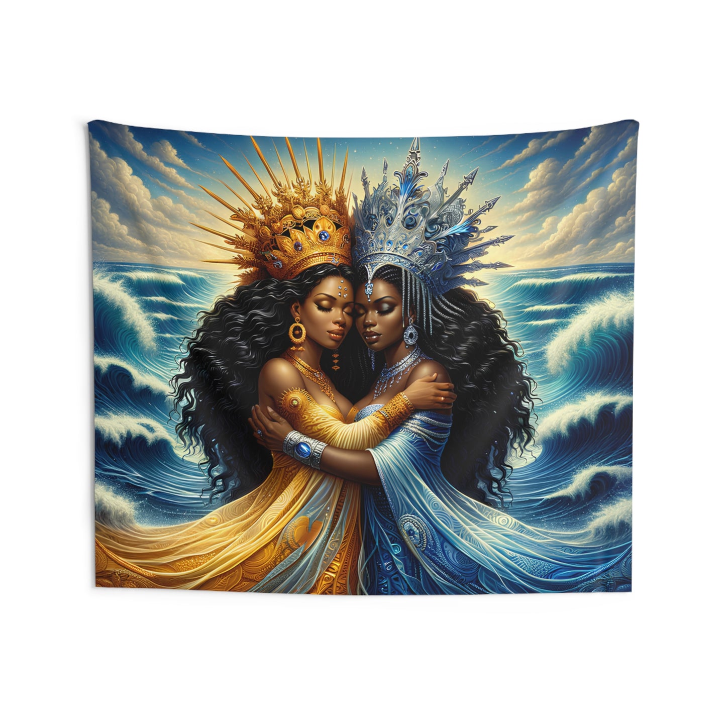 Dos Aguas Indoor Wall Tapestry - Oshun Yemaya Panel De Trono