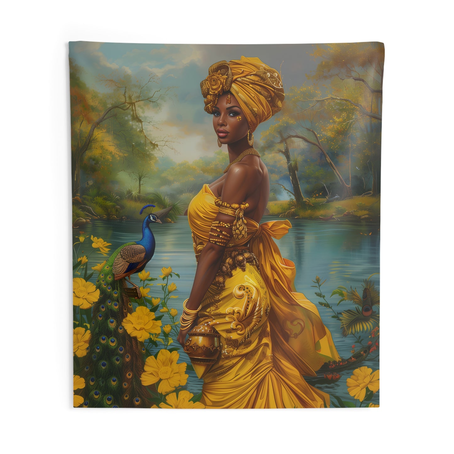 Tapestry - Oshun | Panel De Trono | | Regla De Ocha | Wall Art Print | Wall Art Tapestries | Home Decor Wall Art | Wall Art | Spiritual Art