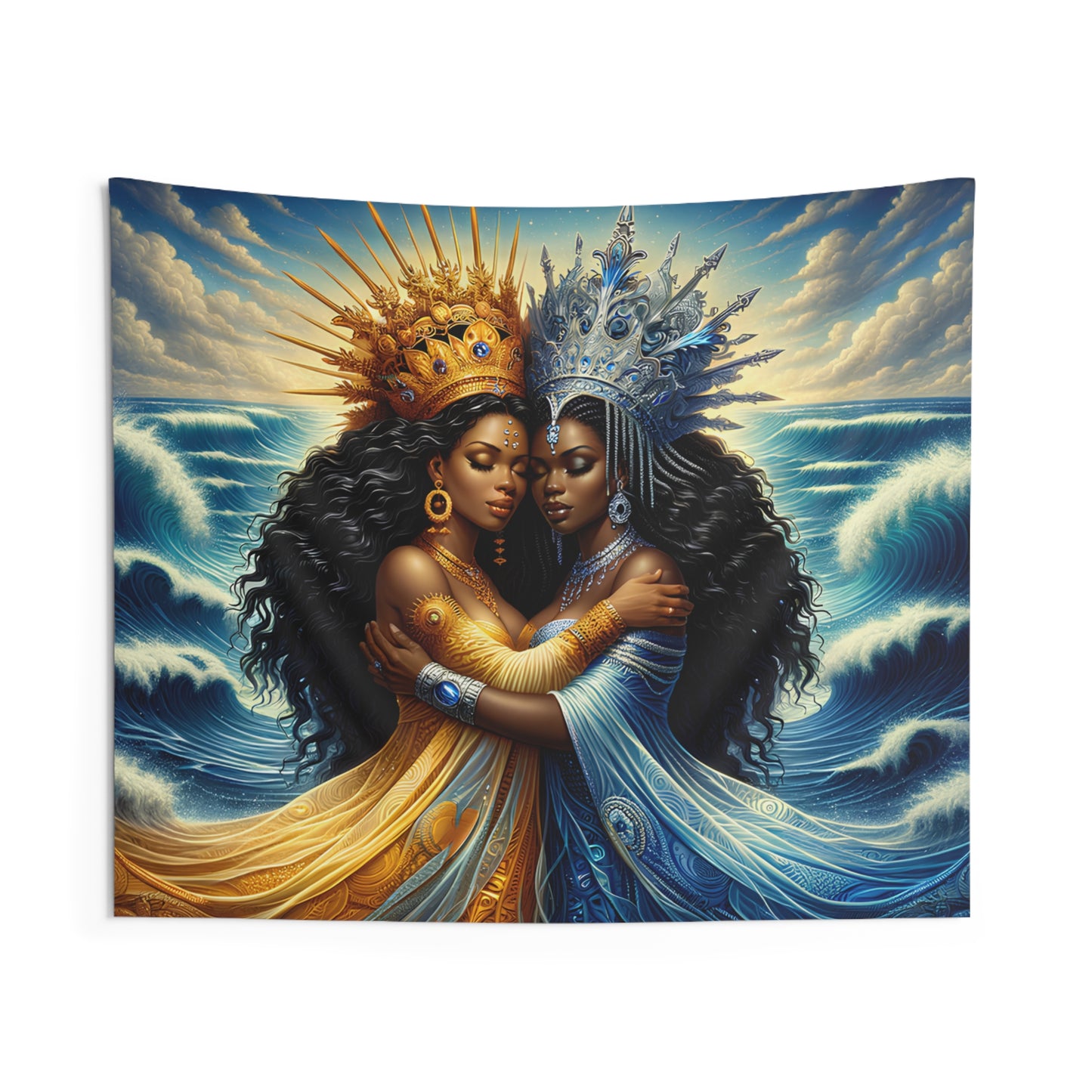 Dos Aguas Indoor Wall Tapestry - Oshun Yemaya Panel De Trono