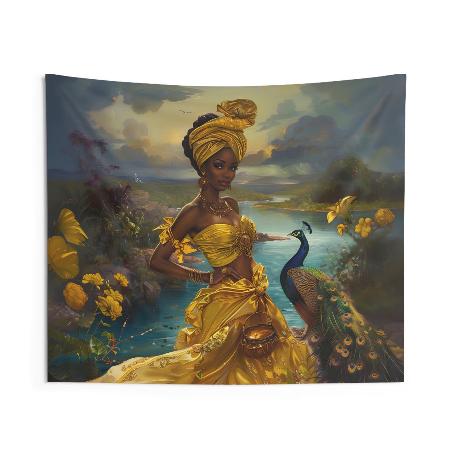 Tapestry - Oshun | Panel De Trono | | Regla De Ocha | Wall Art Print | Wall Art Tapestries | Home Decor Wall Art | Wall Art | Spiritual Art