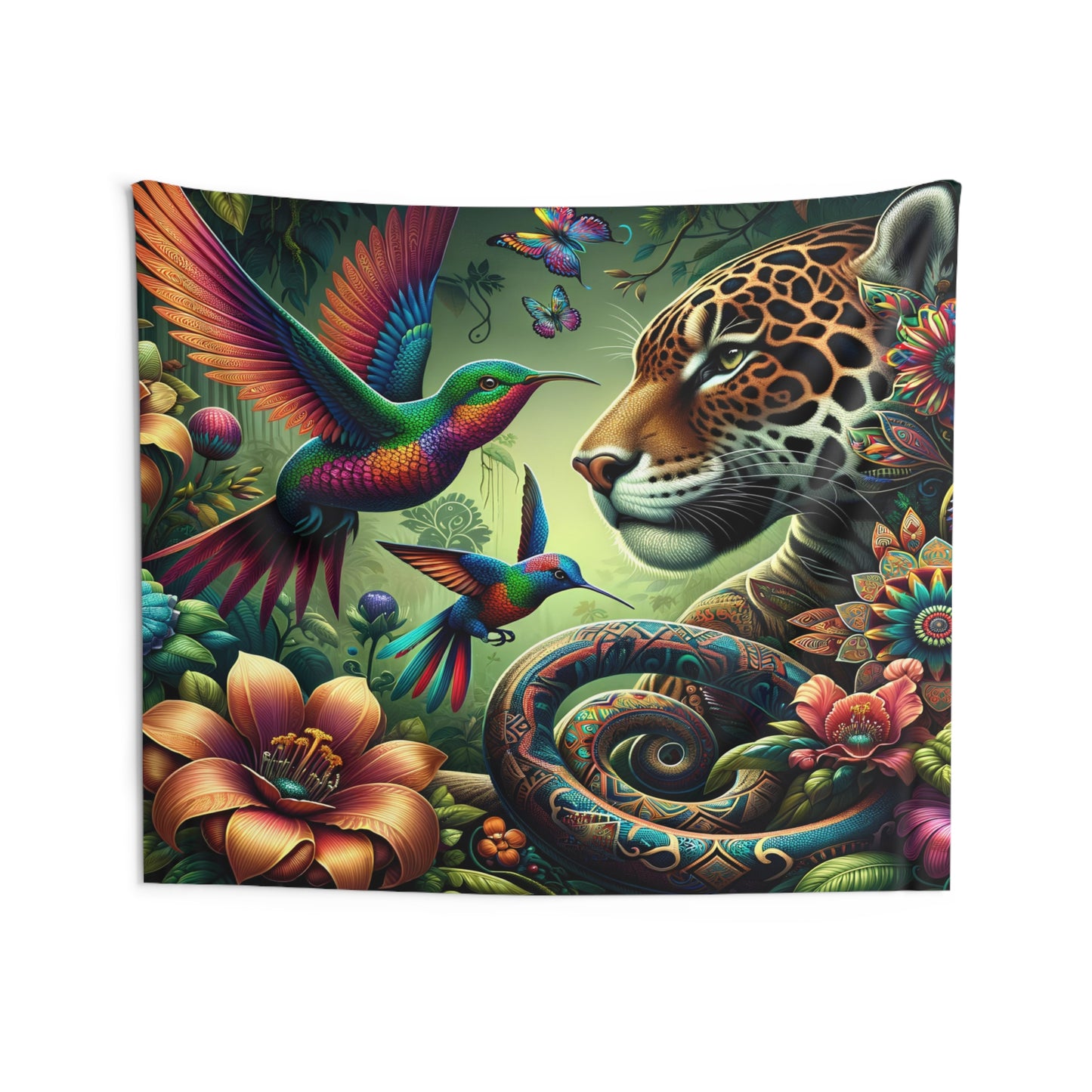 Hummingbird Jaguar | Wall Hanging Tapestry