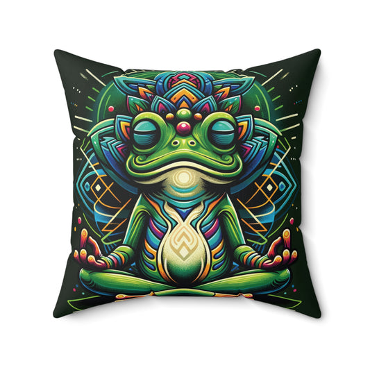 Kambo Frog Faux Suede Square Pillow | Spiritual Gifts