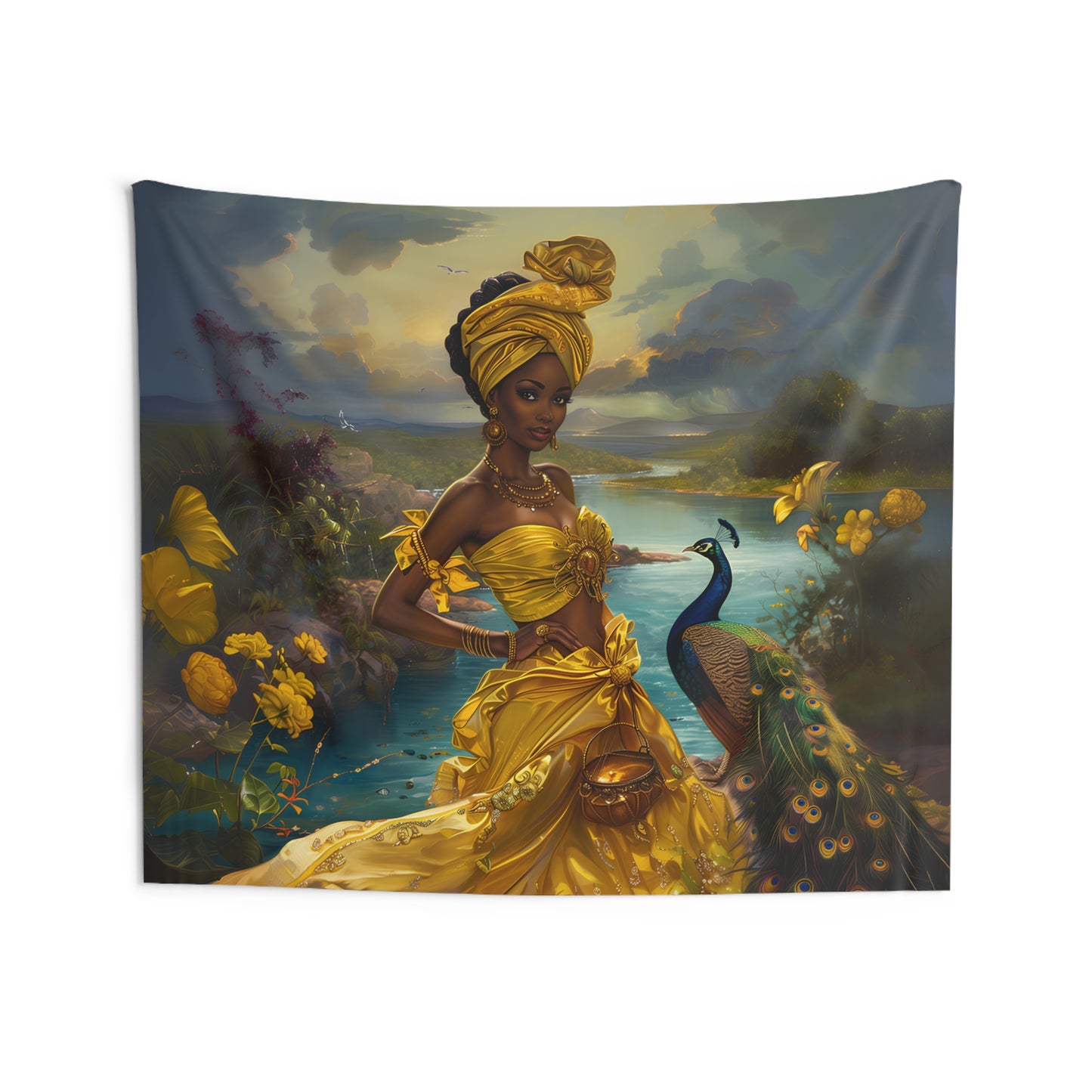 Tapestry - Oshun | Panel De Trono | | Regla De Ocha | Wall Art Print | Wall Art Tapestries | Home Decor Wall Art | Wall Art | Spiritual Art