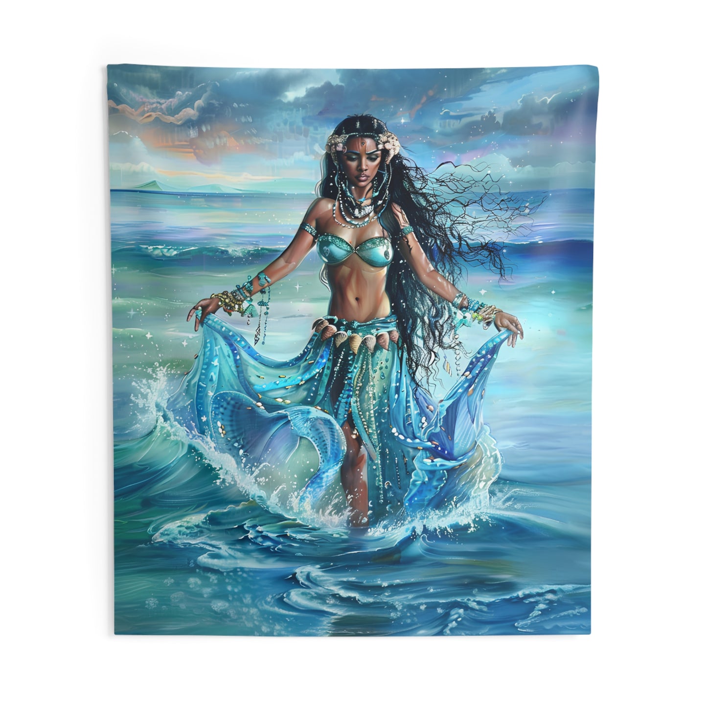 Orisha Yemaya Indoor Wall Tapestry - Panel De Trono