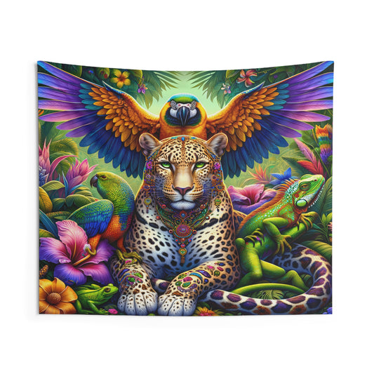 Jaguar Macaw Guacamayo Indoor Wall Tapestry