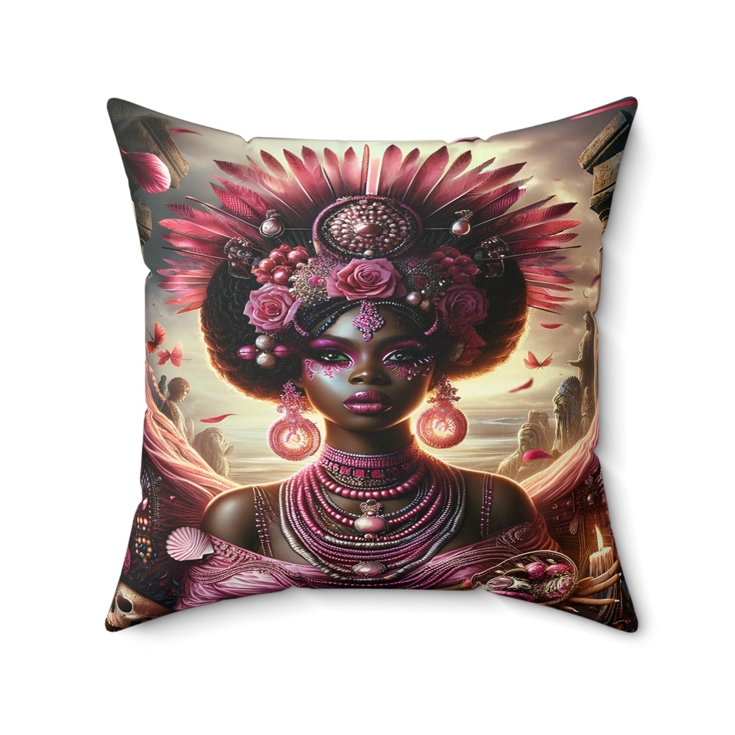 Orisha Oba Faux Suede Square Pillow | African Deity | Yoruba | Santeria