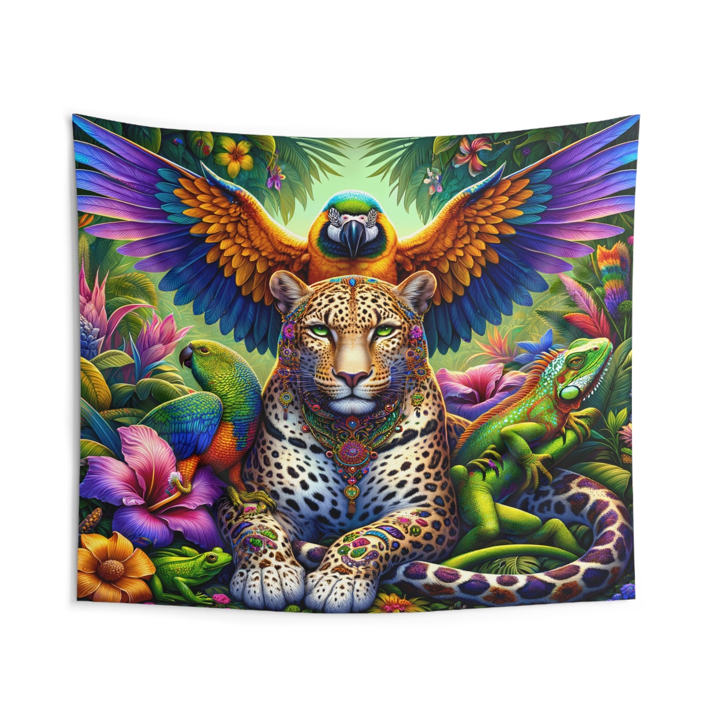 Jaguar Macaw Guacamayo Indoor Wall Tapestry