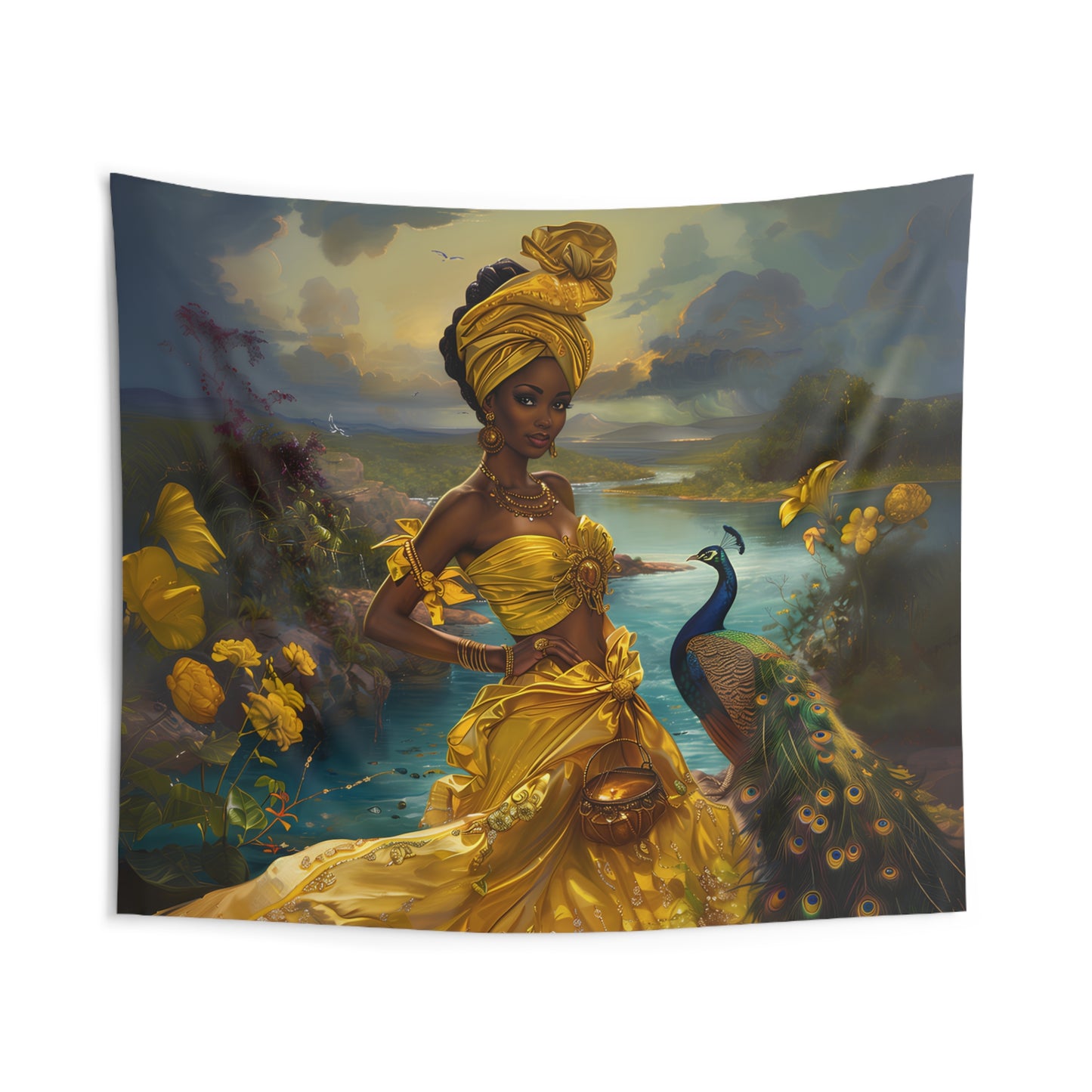 Tapestry - Oshun | Panel De Trono | | Regla De Ocha | Wall Art Print | Wall Art Tapestries | Home Decor Wall Art | Wall Art | Spiritual Art