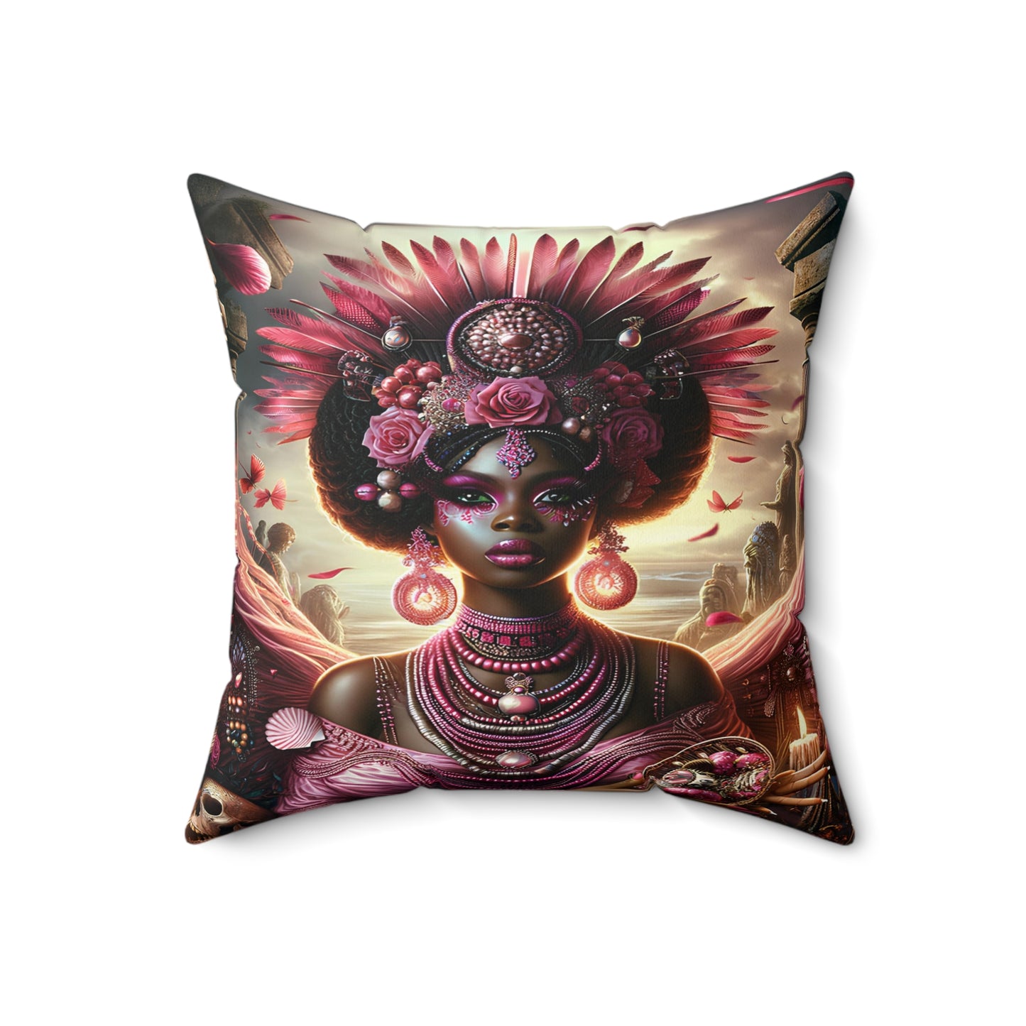 Orisha Oba Faux Suede Square Pillow | African Deity | Yoruba | Santeria