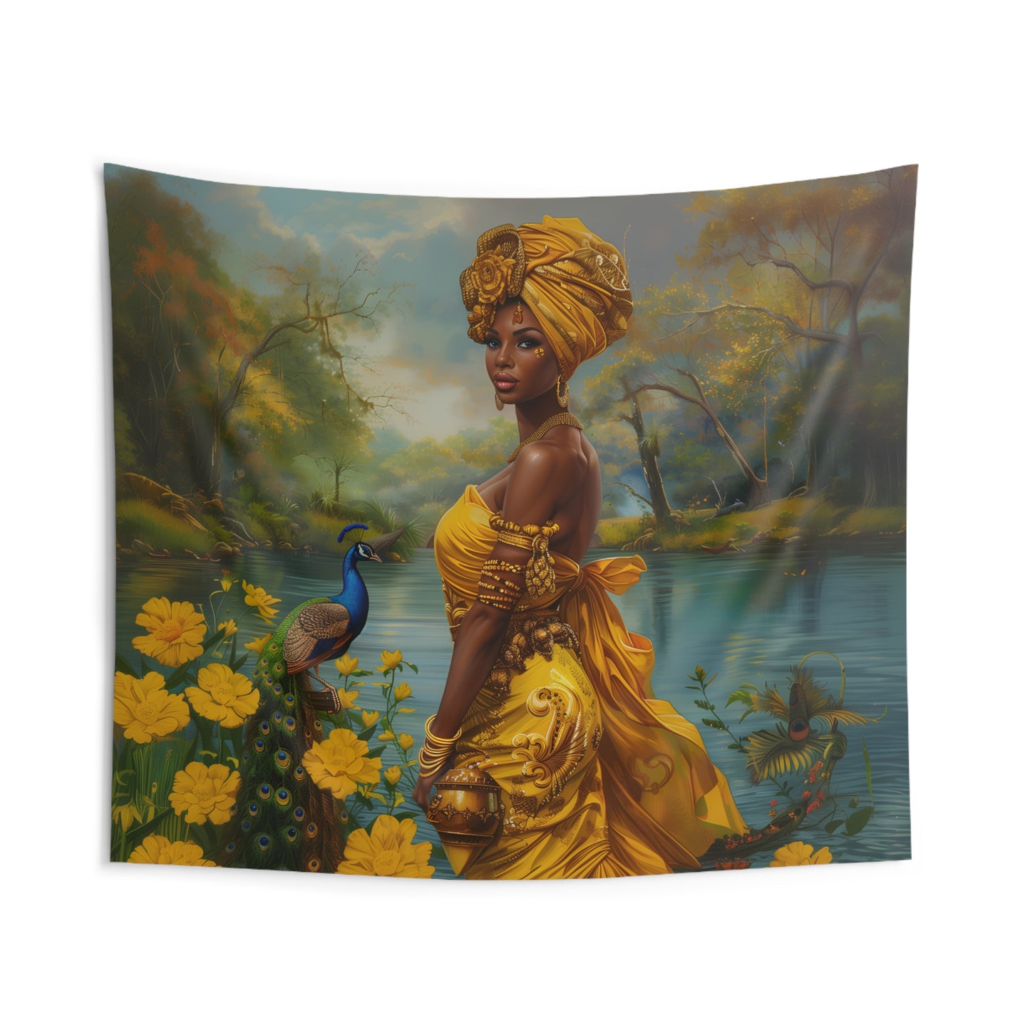 Tapestry - Oshun | Panel De Trono | | Regla De Ocha | Wall Art Print | Wall Art Tapestries | Home Decor Wall Art | Wall Art | Spiritual Art