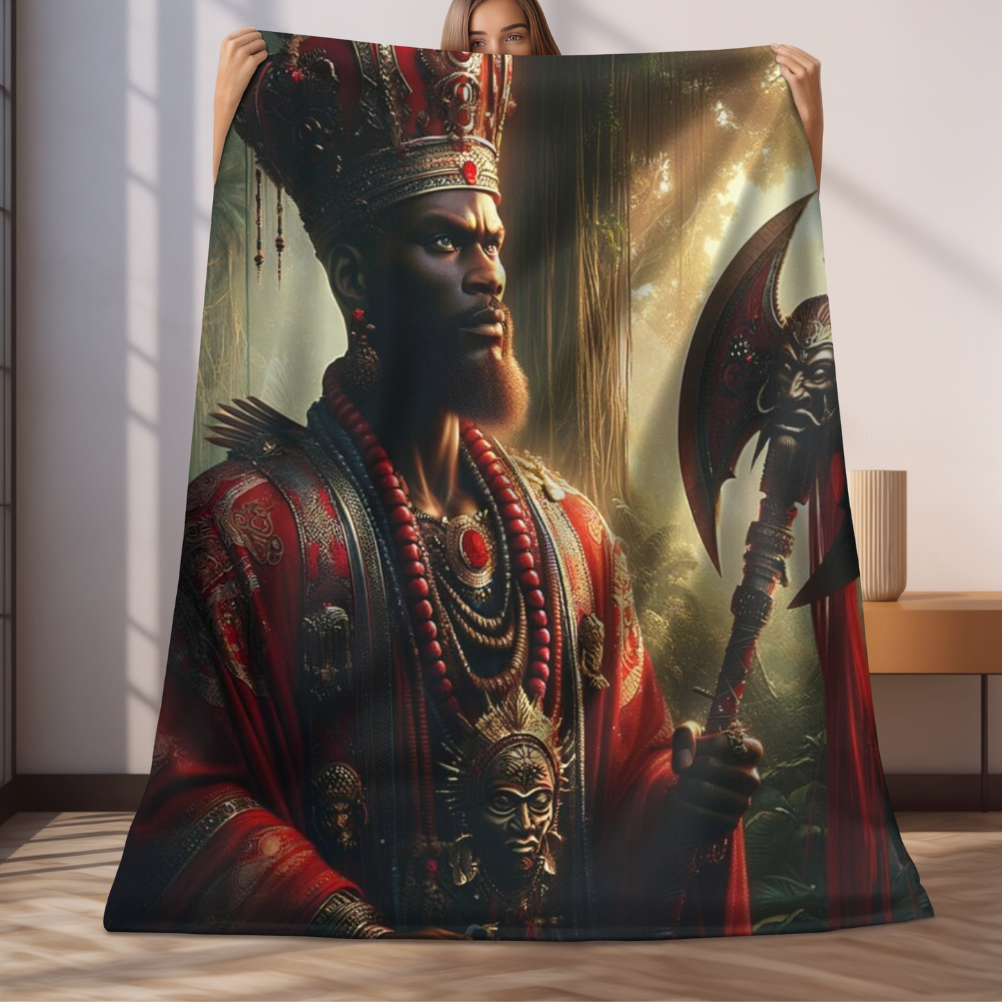 Orisha Shango Blanket | African Deity | Yoruba | Santeria